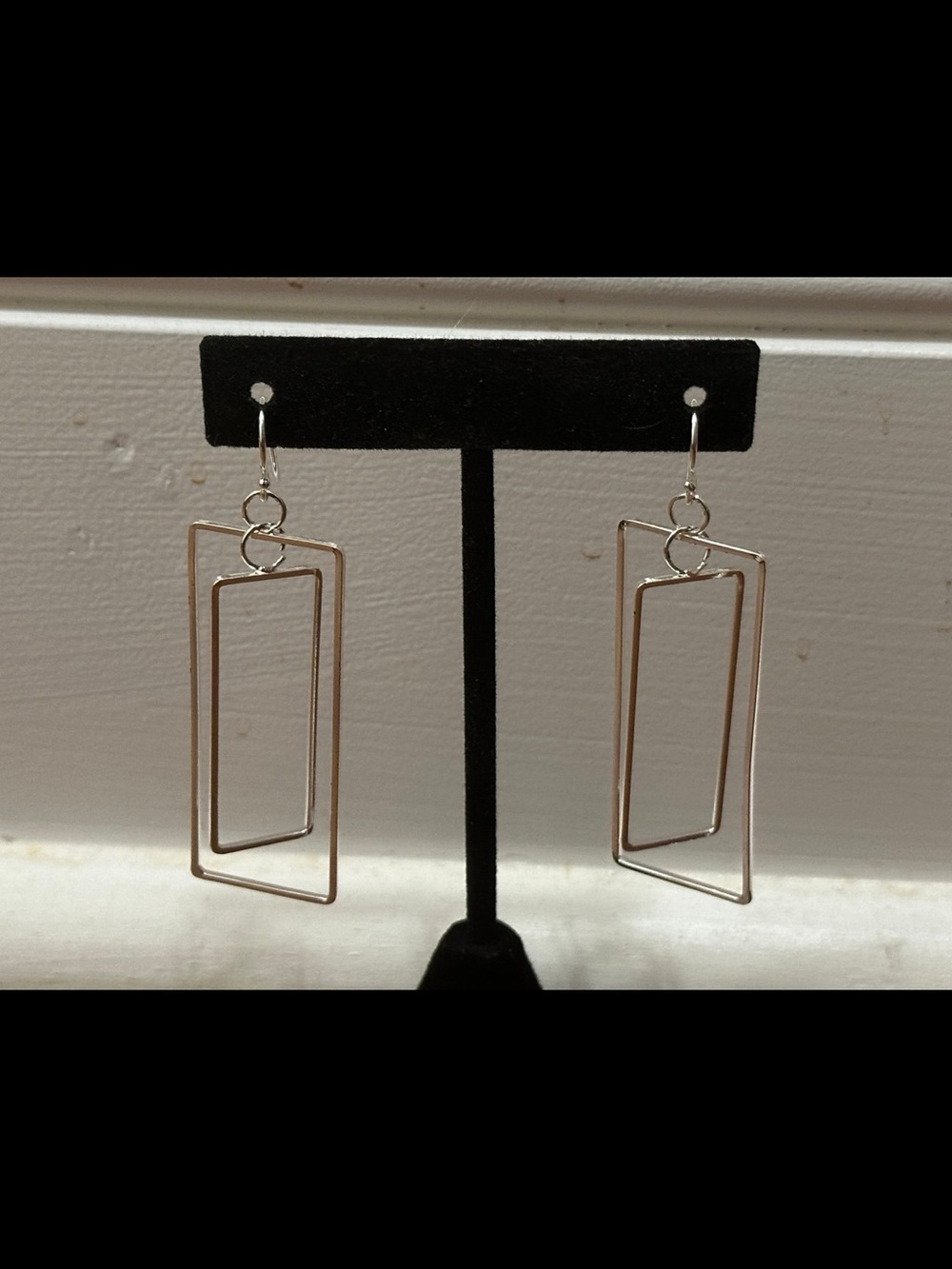 belk Silver Double Rectangle Drop Earrings